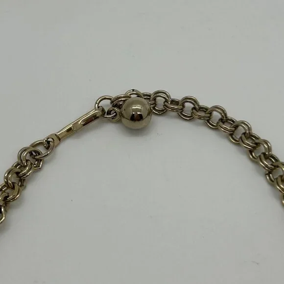 Vintage Judy Lee Gold Tone Necklace Leaf Design Faux Pearls Rhinestones Elegant - Picture 6 of 16